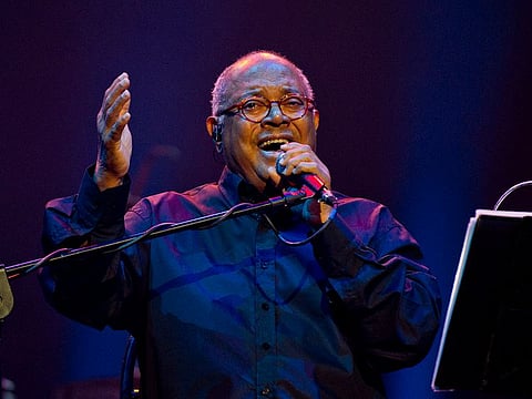 In this file photo taken on December 4, 2014 Cuban musician Pablo Milanes sings during the inauguration of the XXXVI Latin-American Cinema Festival at Karl Marx theater.