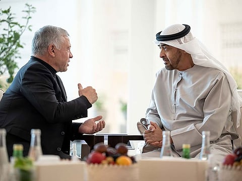 UAE President His Highness Sheikh Mohamed bin Zayed Al Nahyan with Jordan’s King Abdullah II.