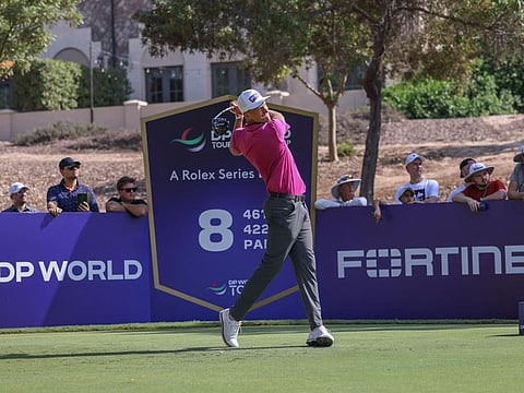 Adrian Meronk in action during the DP World Tour Championship
