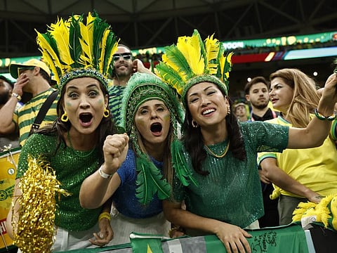 Brazil fans inside the Lusail Stadium, Lusail, Qatar, before the FIFA World Cup match against Cameroon. The tournament in Qatar has had many shock results and dramatic matches and is proving to be one of the best World Cups ever.