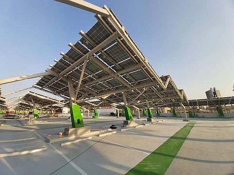 Solar panels at City Centre Almaza in Egypt.