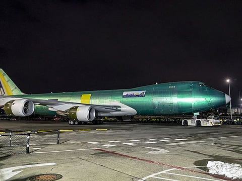 A Boeing 747 plane at the company's facility in Everett, Washington.