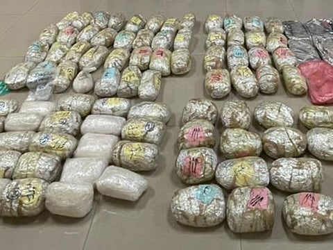 The drug consignment recovered by Abu Dhabi Police.