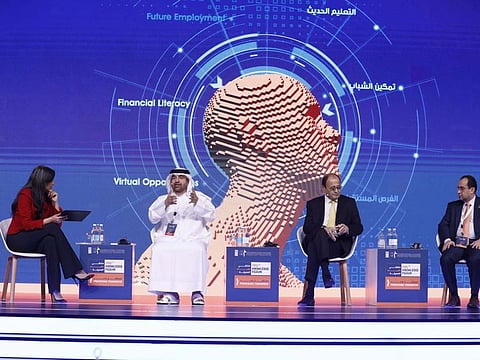 Participants during a session on the second day of the Youth Knowledge Forum in Dubai on Wednesday
