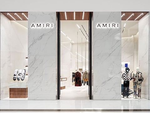 Amiri’s new Dubai location offers the entire range of men’s and women’s ready-to-wear, accessories, footwear and leather goods.