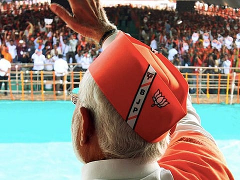 BJP all the way: With Prime Minister Narendra Modi’s intense campaign and a meticulously planned organisation strategy, the party, which was limited to 99 five years ago, is on course to win more than 150 seats