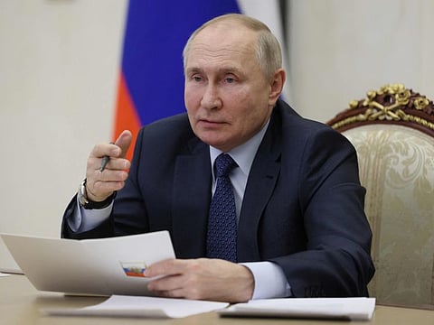 Russian President Vladimir Putin holds the annual meeting of the Presidential Council for Civil Society and Human Rights, via video conference, in Moscow on December 7, 2022.