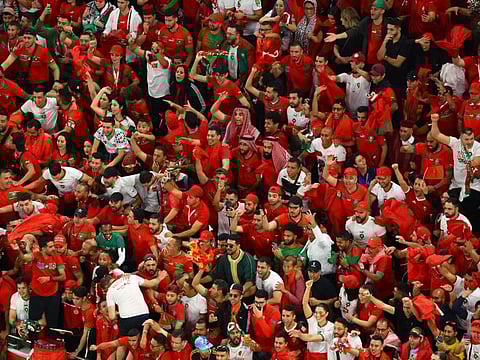 Morocco fans react after their team beat Portugal 1-0 at the Al Thumama Stadium, Doha, Qatar to reach the semi-final of the FIFA World Cup.