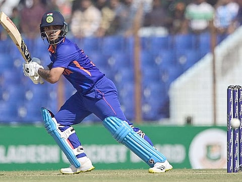 India's Ishan Kishan plays a shot during the third and final ODI) match against Bangladesh at the Zahur Ahmed Chowdhury Stadium in Chittagong on December 10, 2022.