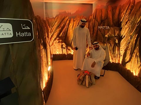 Emirati influencers and content creators check out the creative installations that promote the theme “The Sky The Land The Water” after the launch of Dubai Destinations’ second edition that promotes the emirate as ‘Dubai-The best city  to live in’ at GDMO on Sunday