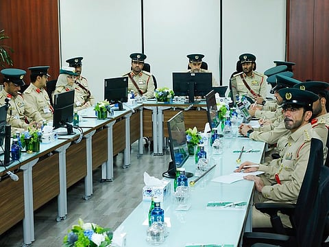 Police chief Lt Col Al Marri heads meeting during Transport and Rescue Department’s annual inspection