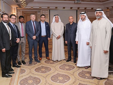 (L to R): Dr. Raza Siddiqui, Dr. Fatih Mehmet Gul, Niyaz Mohamed, Ole Per Maloy, Merzi Sodawaterwala, Dr. Ahmed AlBanna, Dr. Jamil Ahmed, Dr. Abdulkareem Sultan Al Olama and Naser Al Riyami