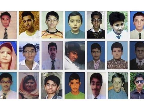 Students who lost their lives in a gun and bomb attack on the Army Public School Peshawar on December 16, 2014.
