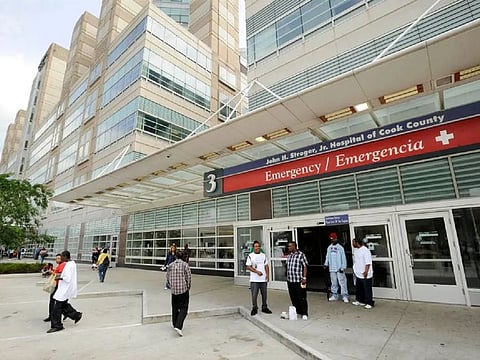 Four teenagers who were shot on Friday outside Benito Juarez Community Academy in Chicago were taken to John H. Stroger, Jr. Hospital of Cook County, pictured here in 2009.