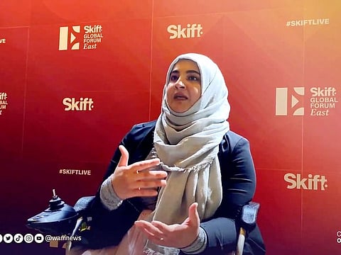 Still from WAM's interview with Tanzil Khan at the 'Skift Global Forum East' in Dubai