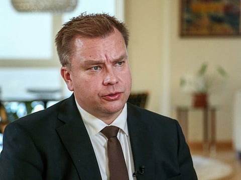 Finland's Defence Minister Antti Kaikkonen speaks during an interview with Reuters in Ankara, Turkey, December 8, 2022.