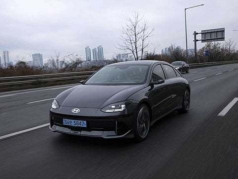 A Hyundai Motor Co. Ioniq 6 electric vehicle during a test drive in Seoul, South Korea, on Thursday, December 15, 2022. Ioniq 6 sales in South Korea began in September at prices starting at 52 million won, or $40,000. In Europe, home to some of the biggest EV-adopting countries, pre-sales for an initial allotment of 2,500 Ioniq 6s sold out in less than a day.