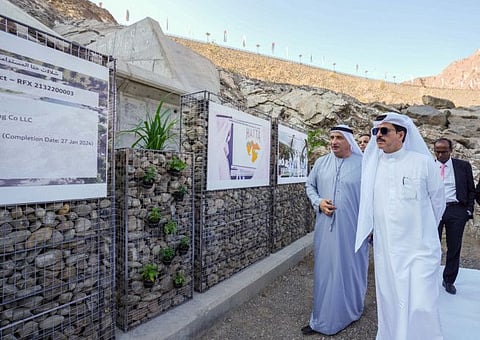 Saeed Mohammed Al Tayer during the launching of the construction work for the Hatta Sustainable Waterfalls project.