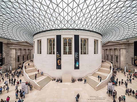 Tourists in the Great Court at the British Museum