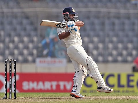 India's Rishabh Pant plays a shot during the Day 2 of the second Test against Bangladesh at Shere Bangla National Stadium in Dhaka on Friday.