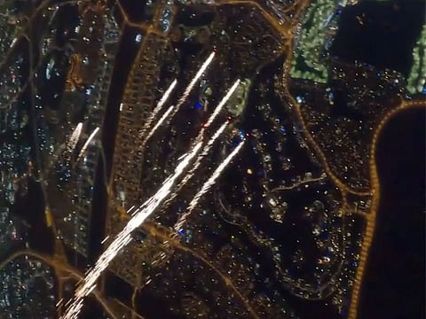 What were the lights streaking across the Dubai skies?