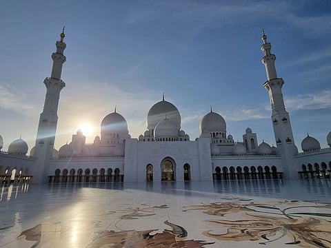The beautiful Sheikh Zayed Grand Mosque in Abu Dhabi.