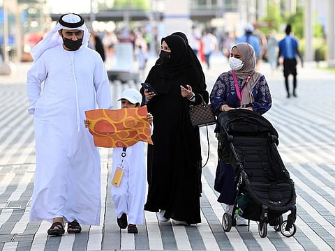 A family visiting Expo 2020 Dubai