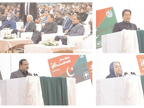 From left: Punjab Governor Ch Mohammad Sarwar, Prime Minister Imran Khan, Punjab Chief Minister Sardar Usman Buzdar, and Minister for Health Dr Yasmin Rashid.