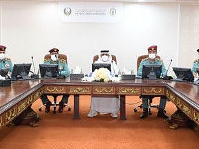 Officials of Ras Al Khaimah Police during a meeting to discuss preparations for New Year celebrations in the emirate.