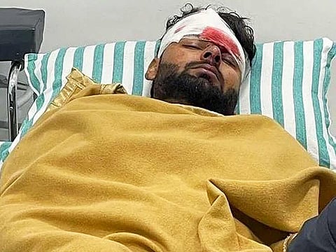 Cricketer Rishabh Pant receives medical treatment at Max Hospital as he got injured in an accident while returning from Delhi to Roorkee after his car collided with the divider on the Narsan border of Roorkee, on Friday.