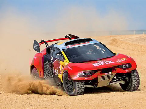 Sebatien Loeb in action for Bahrain Raid Extreme during the Prologue of the Dakar 2023 near Yanbu, Saudi Arabia.