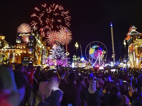 Each of the seven countries' midnights had its own dedicated countdown and signature Global Village firework display.