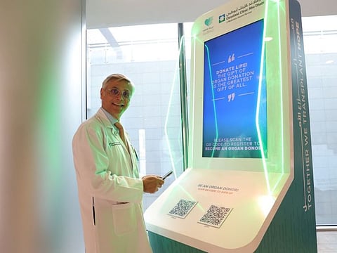 Dr Jorge Guzman, CEO of Cleveland Clinic Abu Dhabi, seen here at the booth, was the the first to sign up as an organ and tissue donor