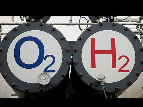 A picture shows a part of an electrolyser at a hybrid power plant near the town of Schenkenberg north of Berlin, February 29, 2012. India has approved an incentive plan of $2 billion) to promote green hydrogen.