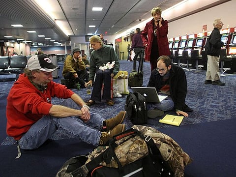 A rare snowstorm blanketed the Las Vegas Valley today, delaying flights, causing widespread fender-benders and leading to the cancellation of several events