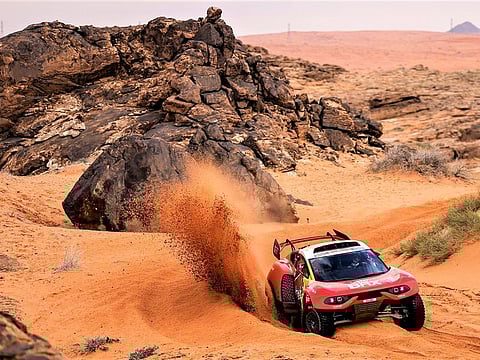 Sebastien Loeb gave Bahrain Raid Xtreme a second successive stage victory in the Dakar Rally today after a spectacular battle in Saudi Arabia with the event’s most prolific winner.