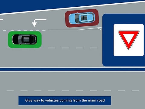 The Abu Dhabi Police release a video clip calling on motorists to enter main roads carefully to avoid traffic accidents