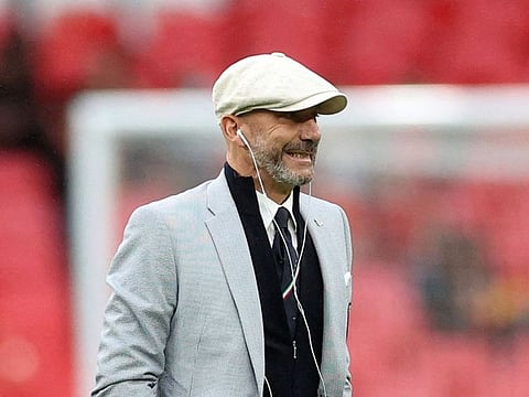 A July 6, 2021 file photo of Gianluca Vialli during the Euro 2020 Semi Final match between Italy and Spain.