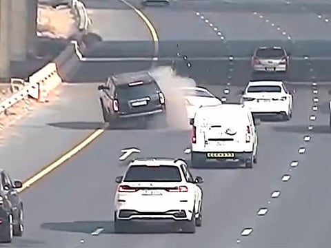 The Abu Dhabi Police have released a new video clip to demonstrate the hazards of sudden swerves on the road.