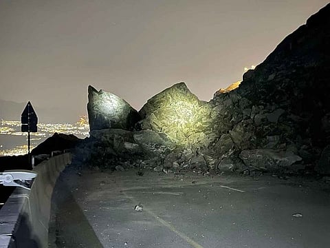 Rocks on the road towards Al Suhub Rest Area.