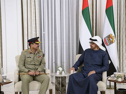 Sheikh Mohamed bin Zayed receives Asim Munir in Abu Dhabi