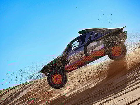 The Audi RS Q e-tron made history in 2022 as the first electrically powered entry to win a stage of the race