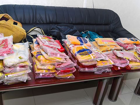 The hashish packets seized from a fishing boat on the Ras Al Khaimah coast.