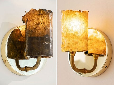 Sconces made from dried algae from designer Nina Edwards Ankers.