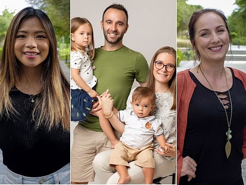 Happy Town Square Dubai residents (from left): Narita Mangaran, the Chaves family, and Nicole Alagha.
