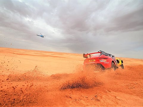 Sebastien Loeb completed a superb hat-trick of stage wins for Bahrain Raid Xtreme today as the Dakar Rally ventured into the Empty Quarter in Saudi Arabia for the first time.