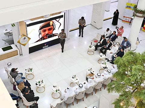 Lt Gen Mohammad Ahmad Al Marri speaking at the GDRFA headquarters in Dubai.