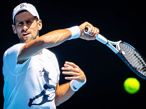 Serbia's Novak Djokovic attends a practice session ahead of the Australian Open in Melbourne on Thursday.