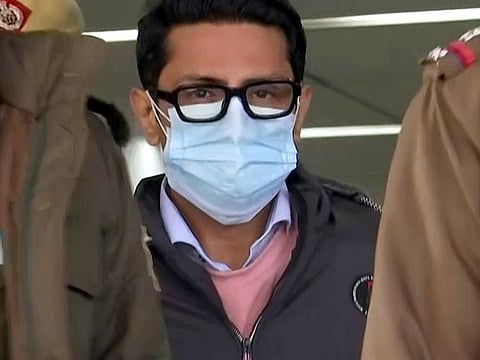 Accused Shankar Mishra leaves IGI Police Station after questioning in connection with the Air India passenger urinating case, in New Delhi.