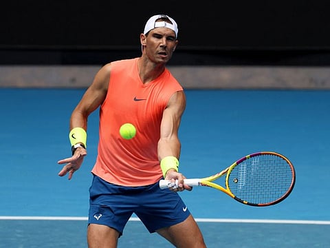 Spain's Rafael Nadal during a practice session at Melbourne Park, Melbourne, Australia ahead of the Australian Open which starts tomorrow.
